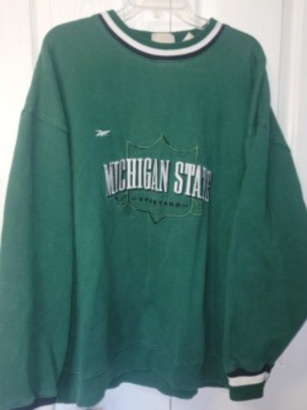 Reebok Michigan State Spartans Sweatshirt XL Green Embroidered Crewneck